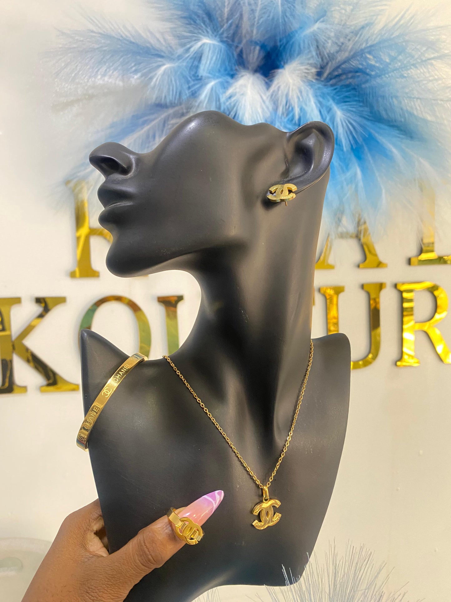 "Saha" Chanel Stainless Steel Necklace Set