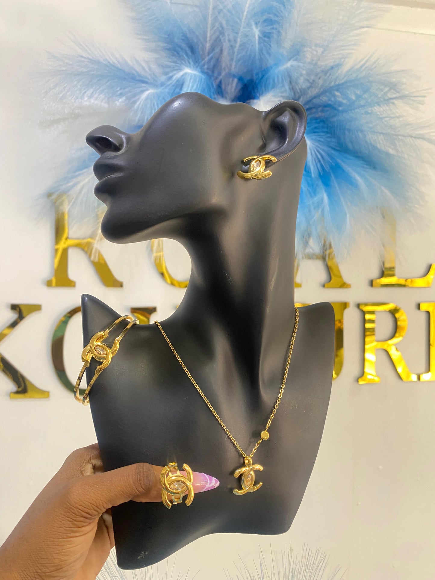 "Diara" Chanel Stainless Steel Necklace Set