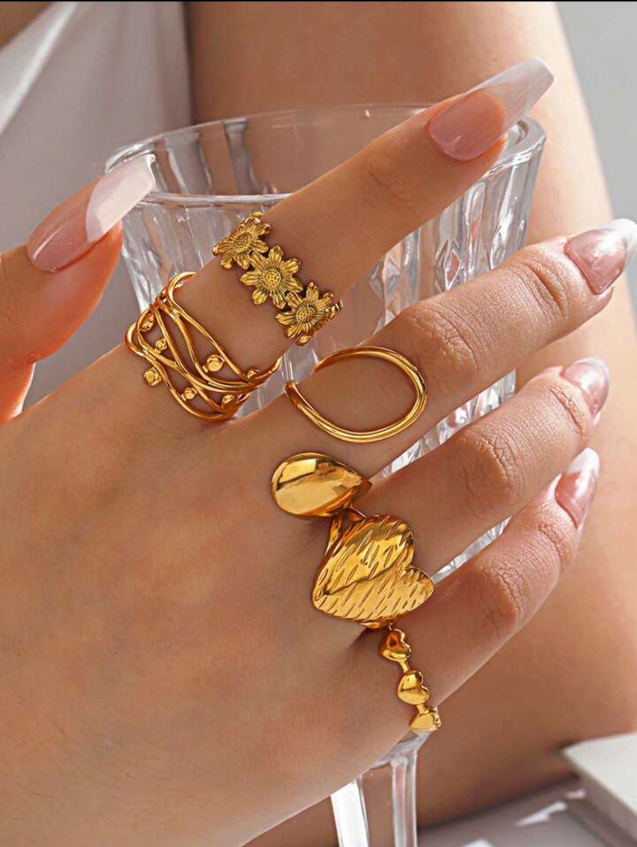 "Clara" 5pcs Stainless Steel Ring Set