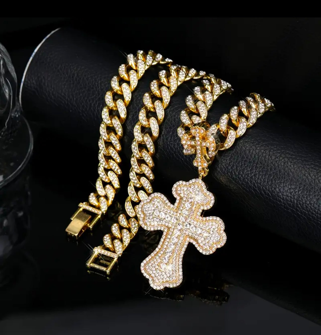 "Xinc" Cross Iced Cuban Link Necklace