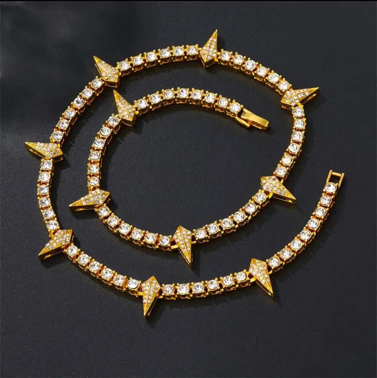 "Vickey" Spiked Iced Tennis Necklace