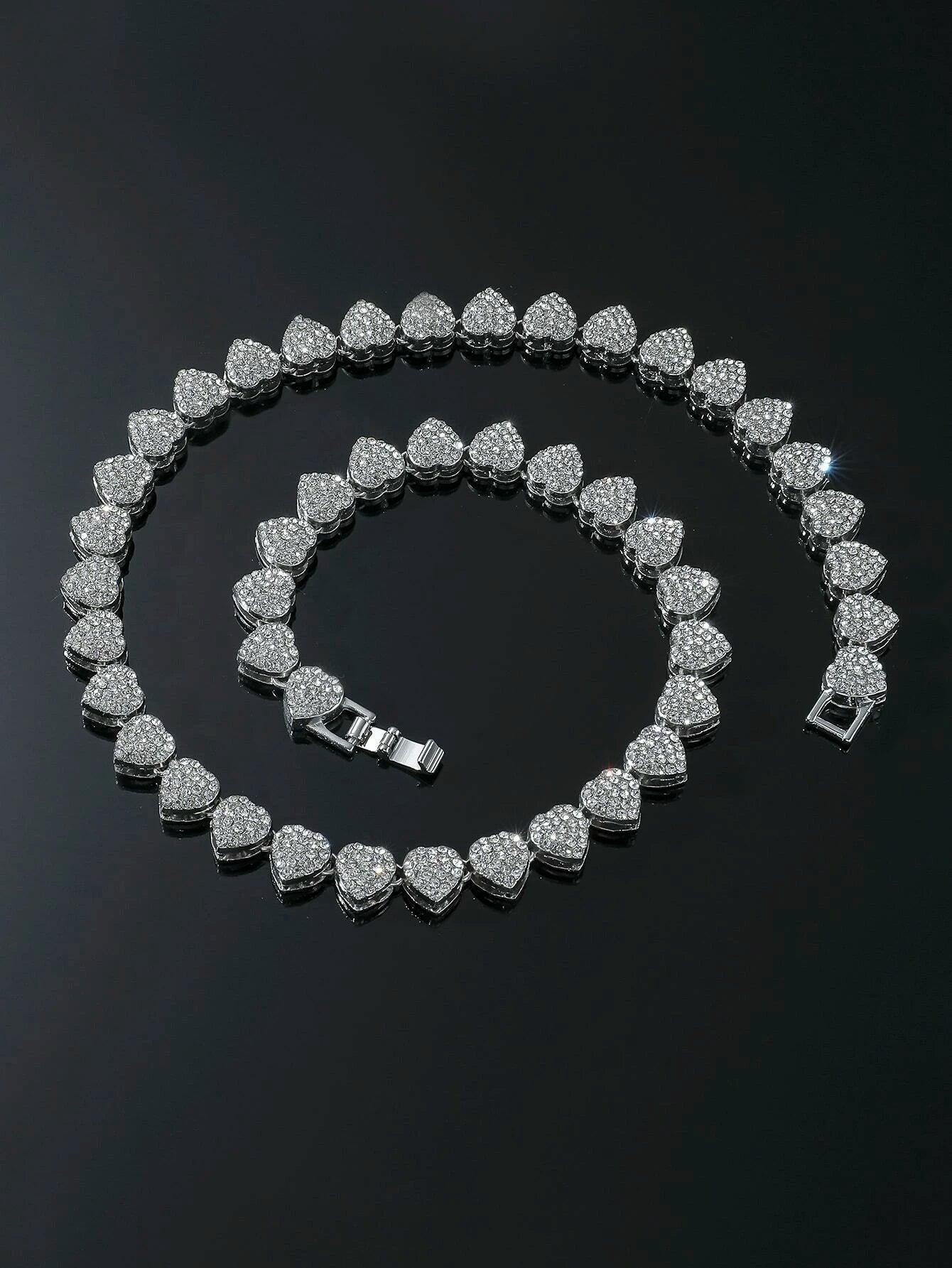 "Jolia" Iced Medium Heart Necklace and Chain