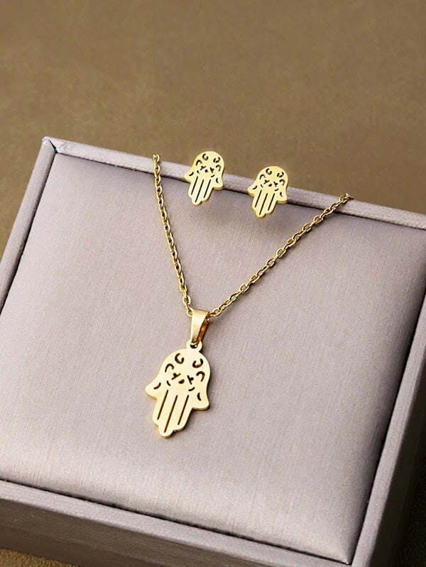 "Kamari" Stainless Steel Necklace Set