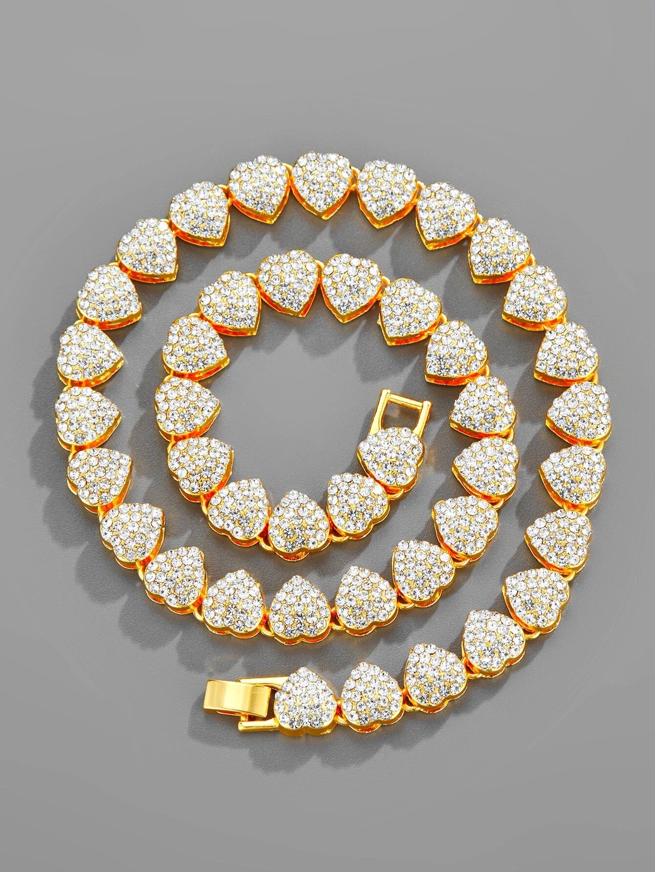 "Jolia" Iced Medium Heart Necklace Set