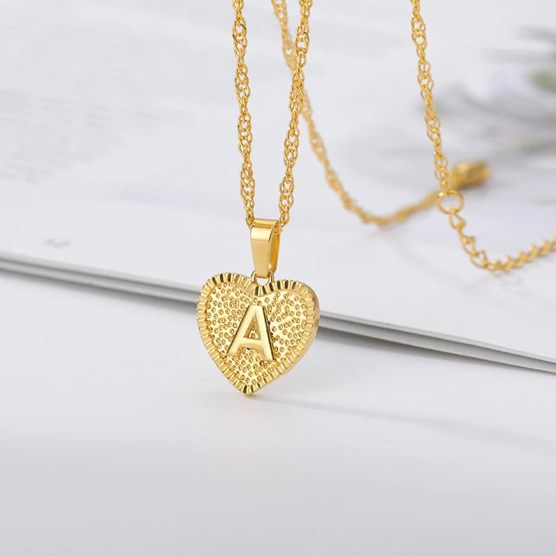 Initial Heart Stainless Steel Necklace