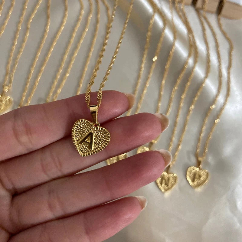 Initial Heart Stainless Steel Necklace