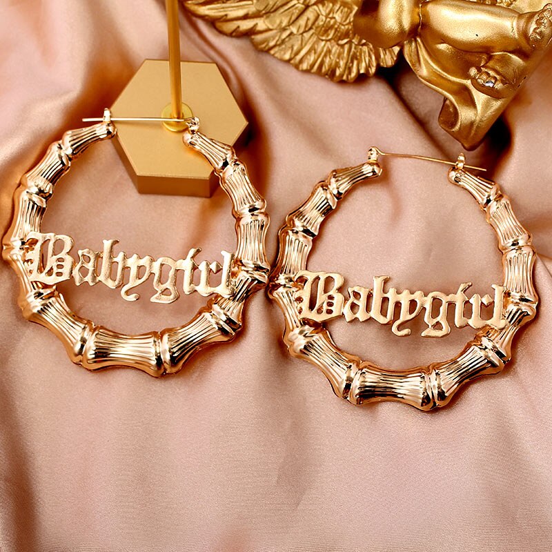 "Babygirl" Bamboo Hoops