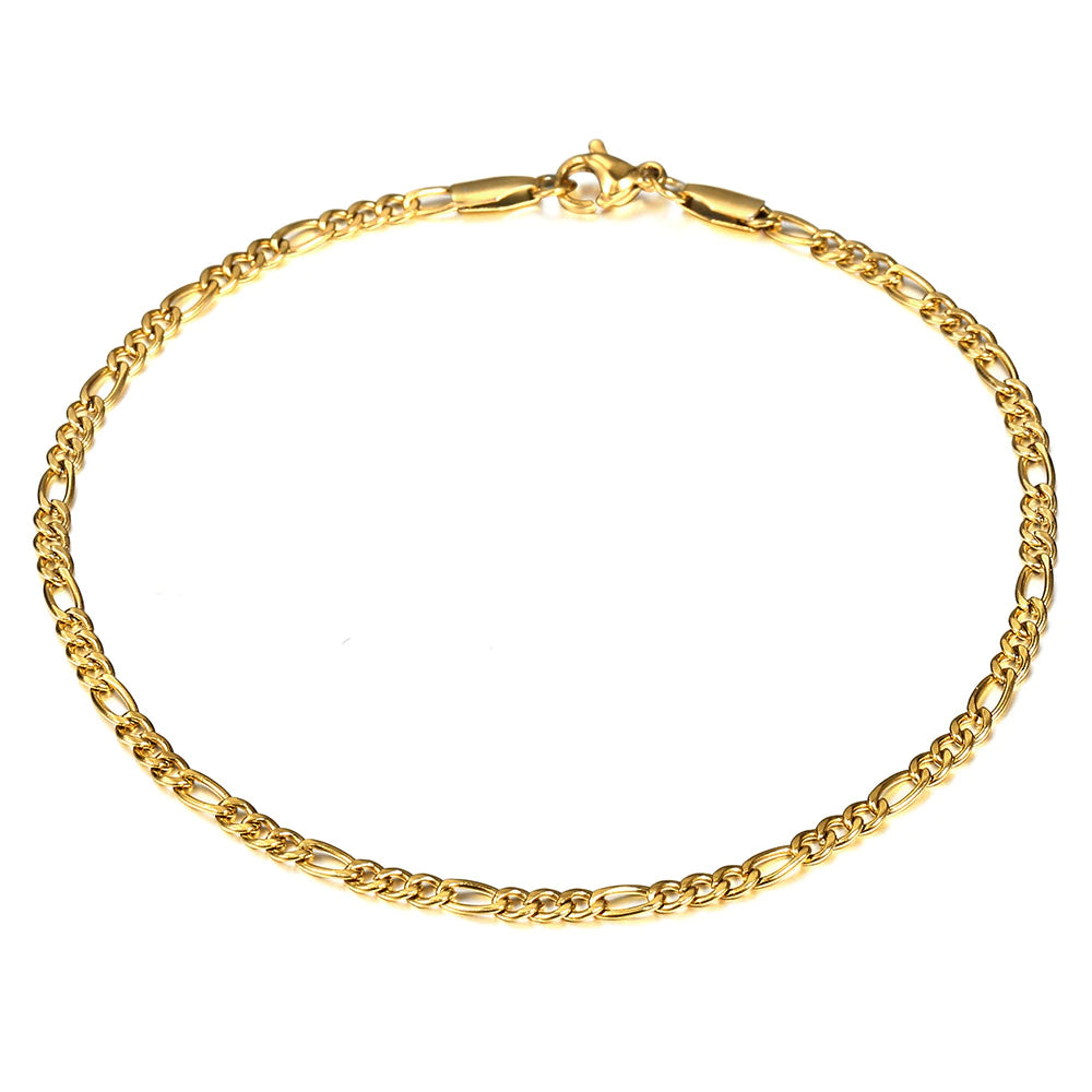 Classic Figaro Stainless Steel Anklet