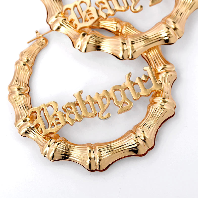"Babygirl" Bamboo Hoops