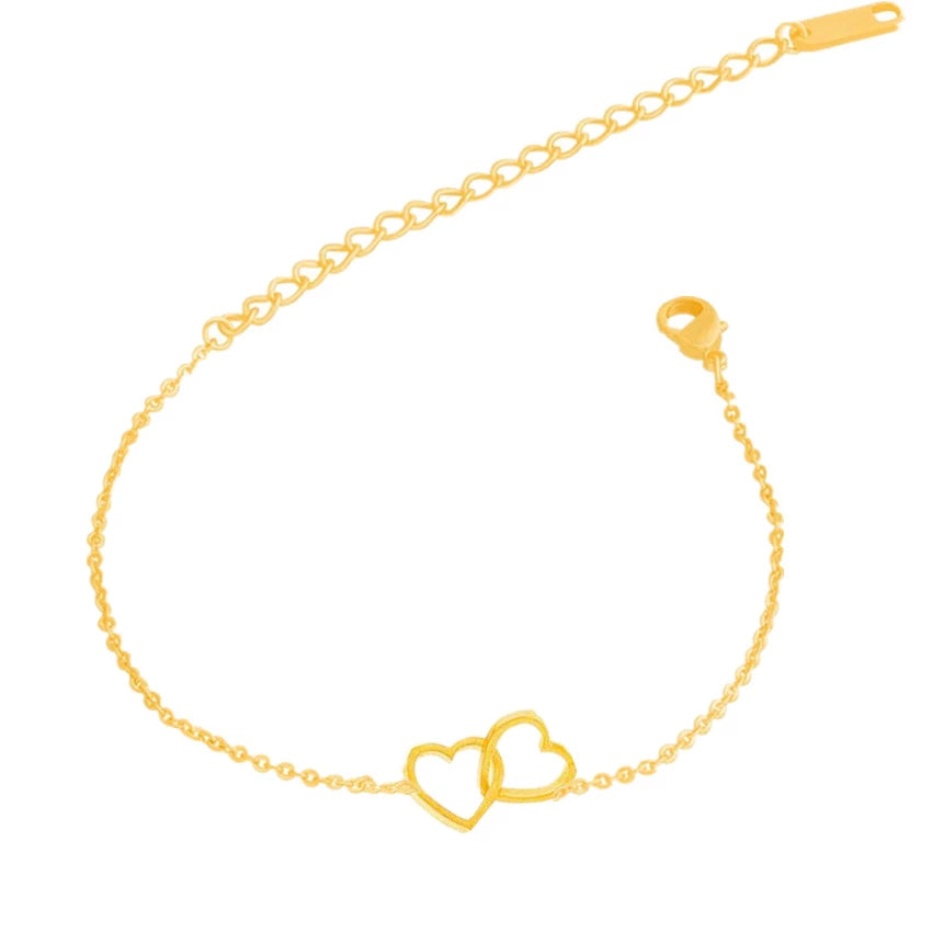Double Heart Stainless Steel Anklet