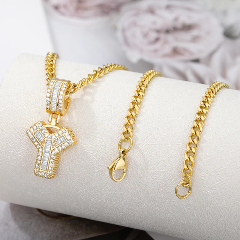 Icy Initial Stainless Steel Necklace