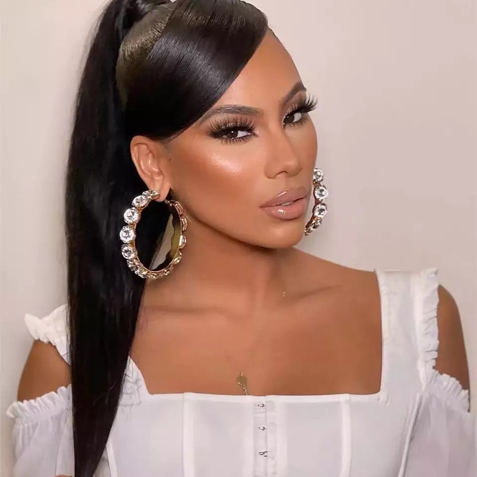 "Gabrielle" Iced Hoop Earrings