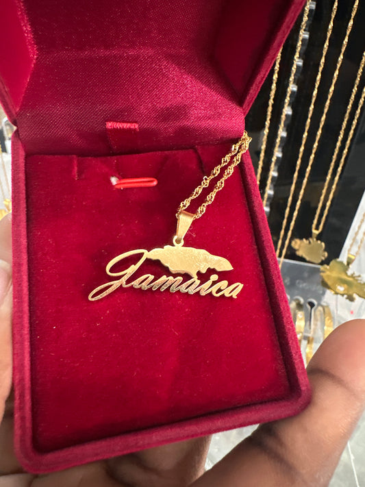 "Jamaica 2" Map Necklace