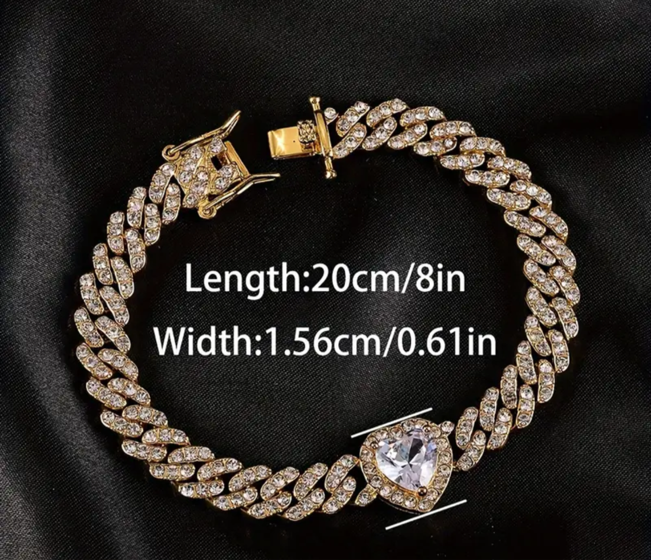 "Neeva" Diamond Heart Iced Cuban Link Necklace/Bracelet