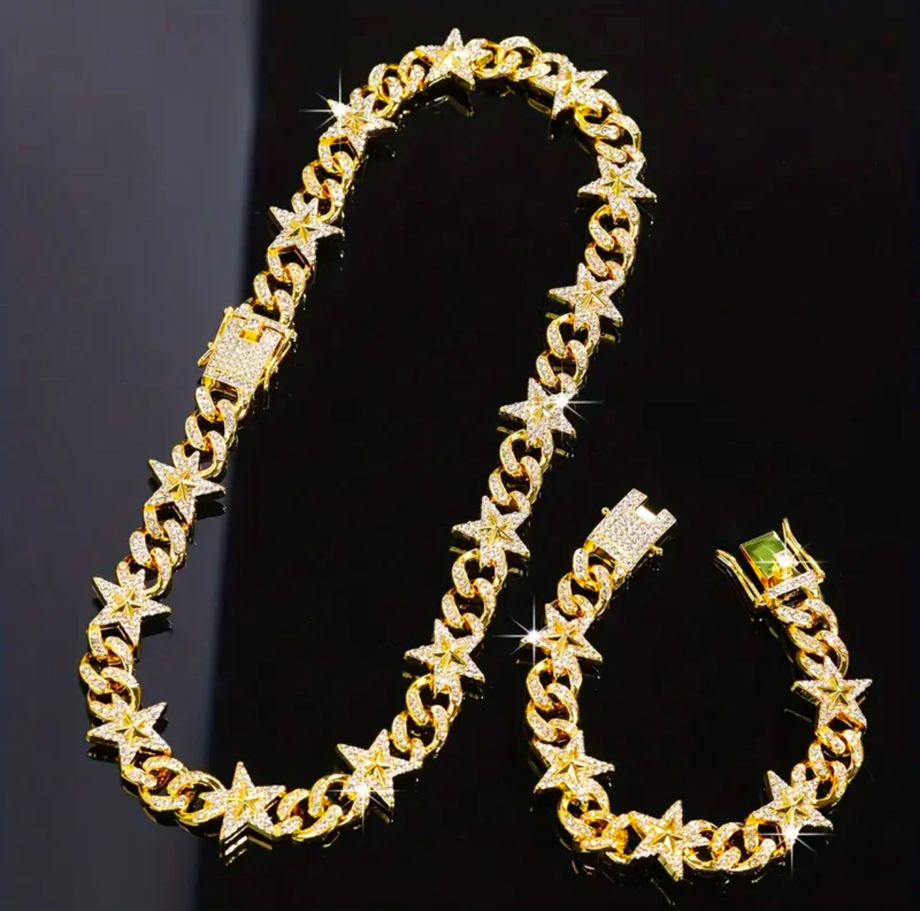 "Gia" Star Iced Cuban Link Necklace/Bracelet