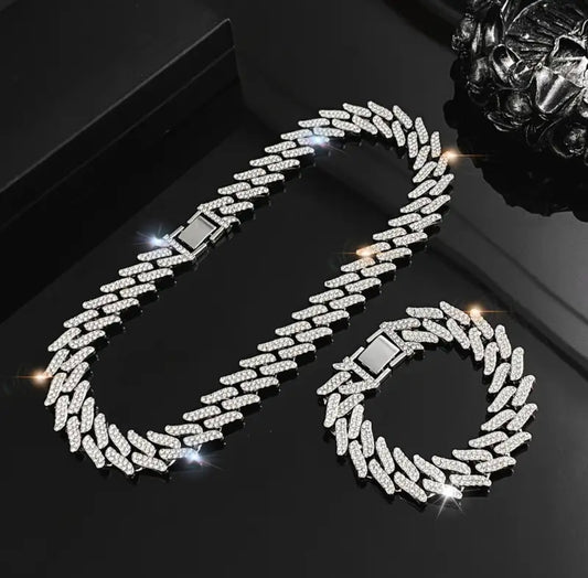Rhombus Iced Cuban Link Chain/Bracelet