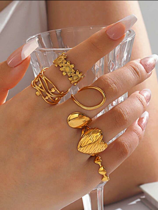 "Clara" 5pcs Stainless Steel Ring Set