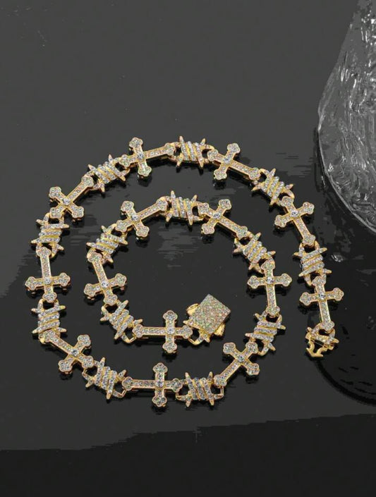 "Dela" Horus Cross Iced Necklace