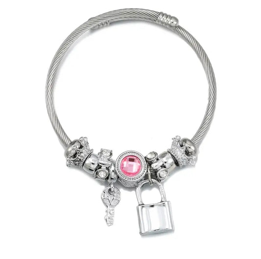 "Zania" Stainless Steel Charm Bracelet