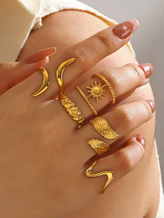 "Ciara" 5pcs Stainless Steel Ring Set