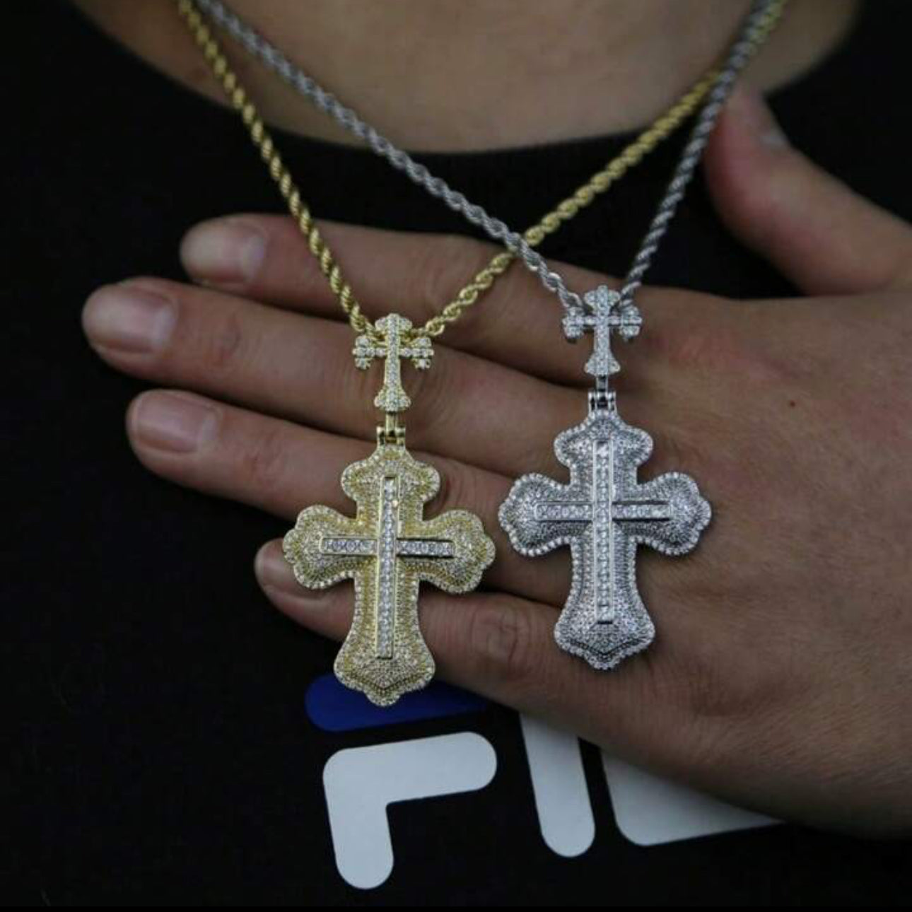 "Maono" Iced Cross Chain