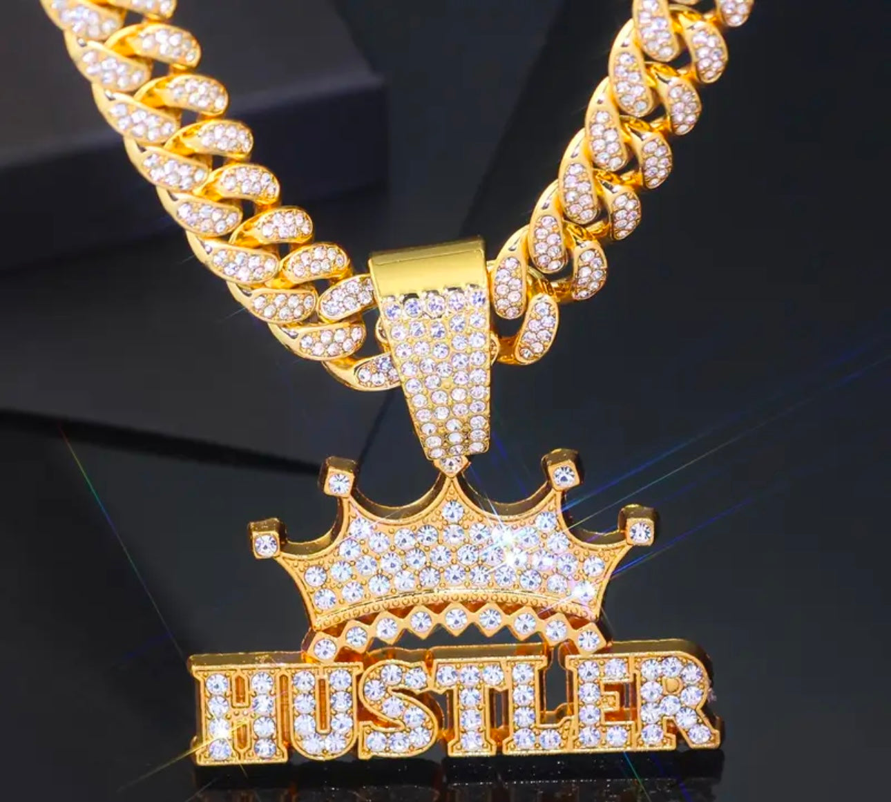 “HUSTLER" Iced Cuban Link Necklace