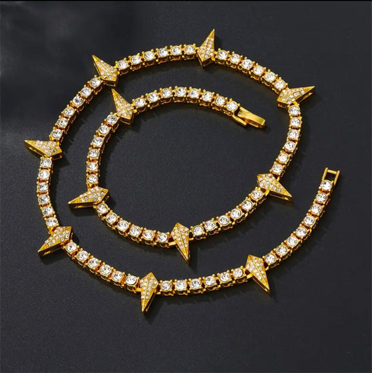 "Vickey" Spiked Iced Tennis Necklace
