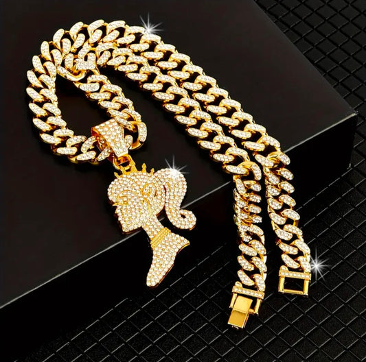 "Barbie" Iced Cuban Link Necklace