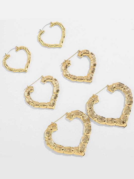 "Ayleen" Heart Bamboo Hoops