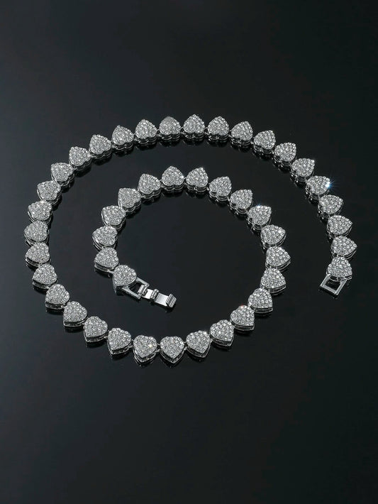 "Jolia" Iced Medium Heart Necklace and Chain
