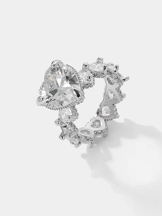 "Eileen" Iced Heart Ring