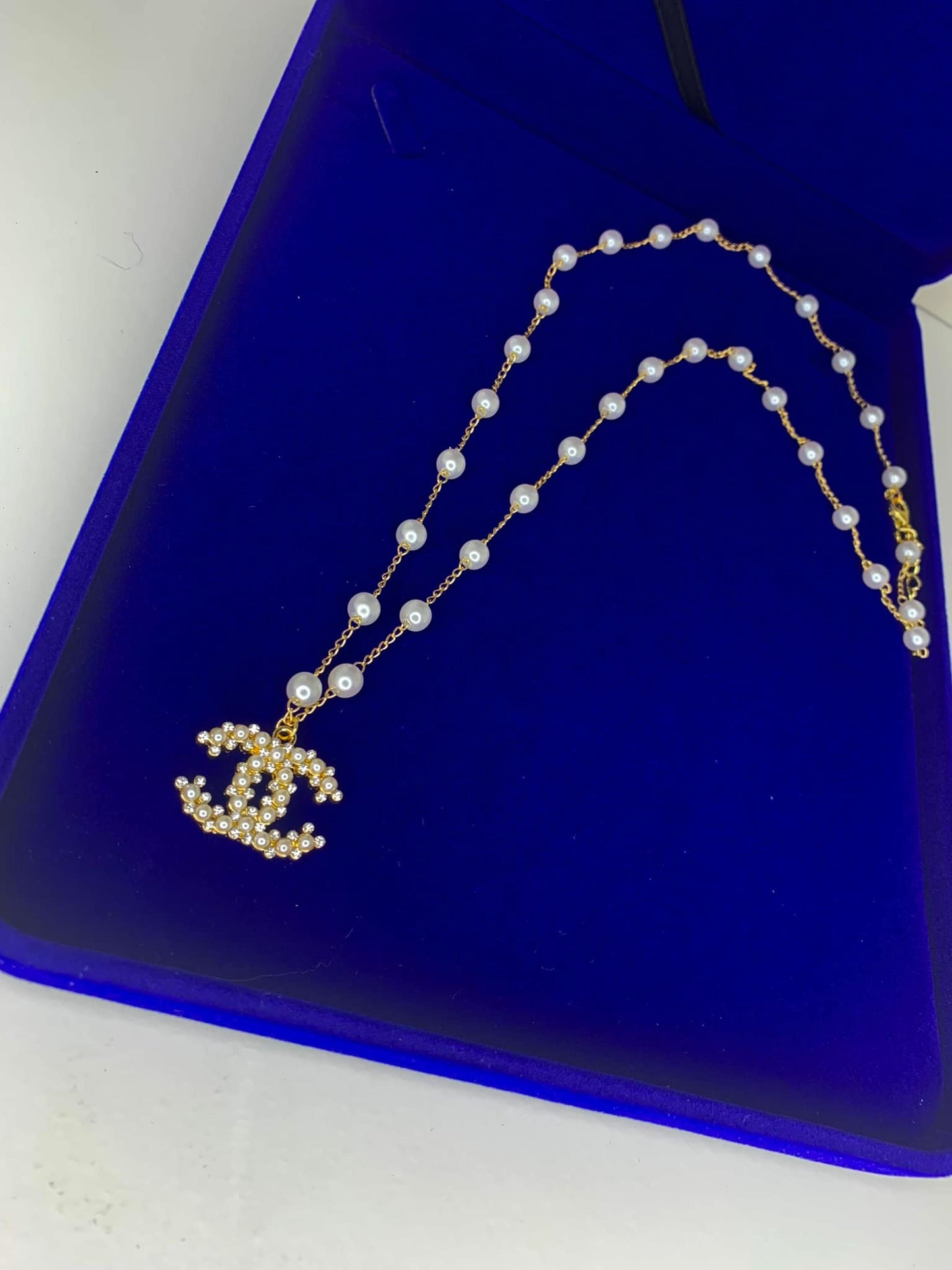 "Gia" CC Pearl Necklace