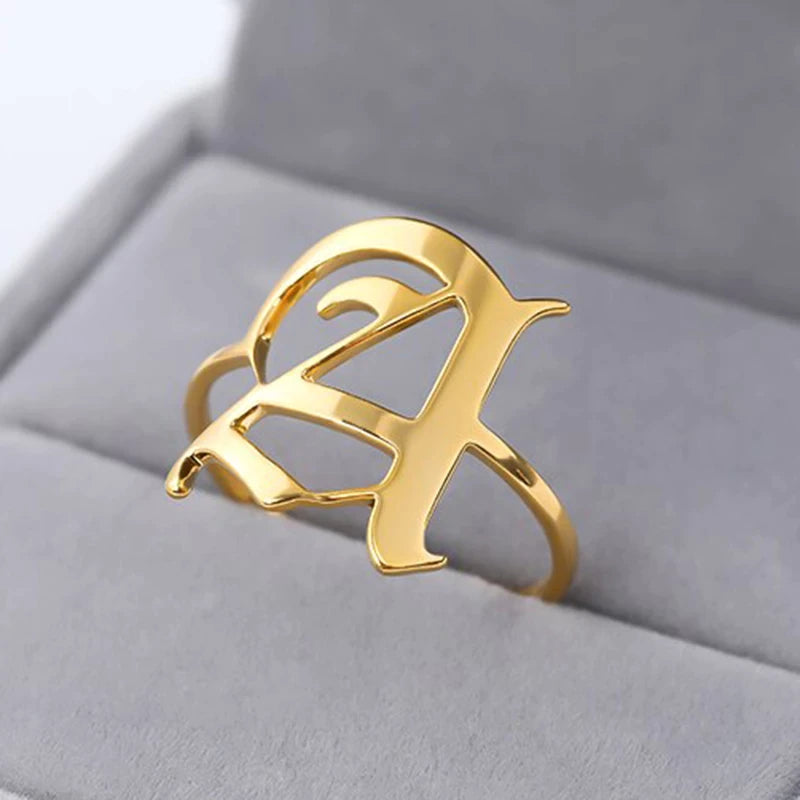 "Natalie" Initial Stainless Steel Ring