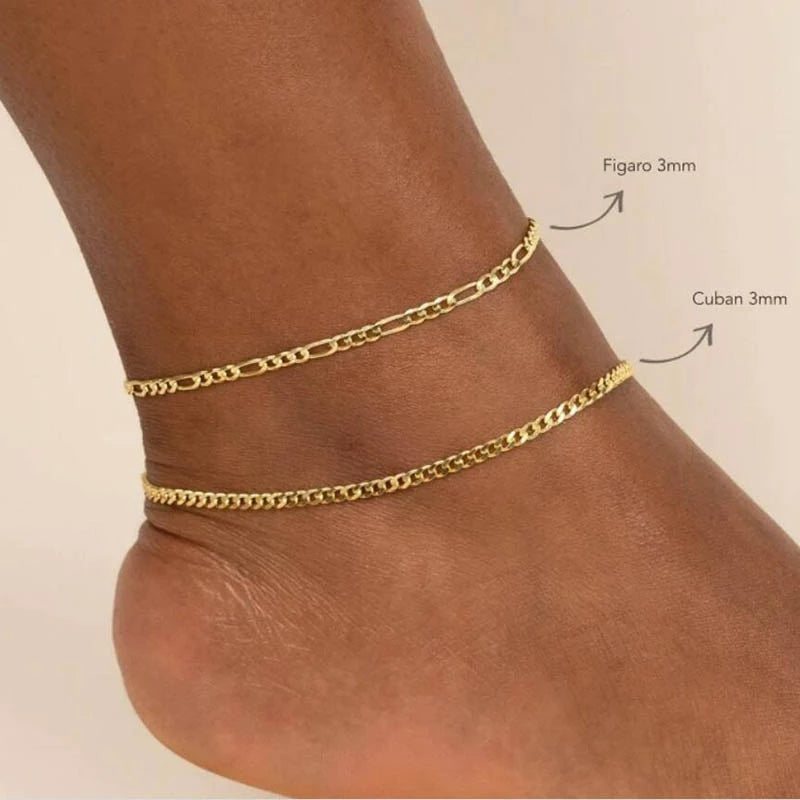 Classic Figaro Stainless Steel Anklet