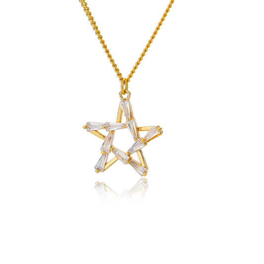 Crystal Hollow Star Stainless Steel Necklace