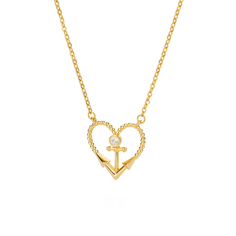 Heart Cross Pendant Stainless Steel Necklace
