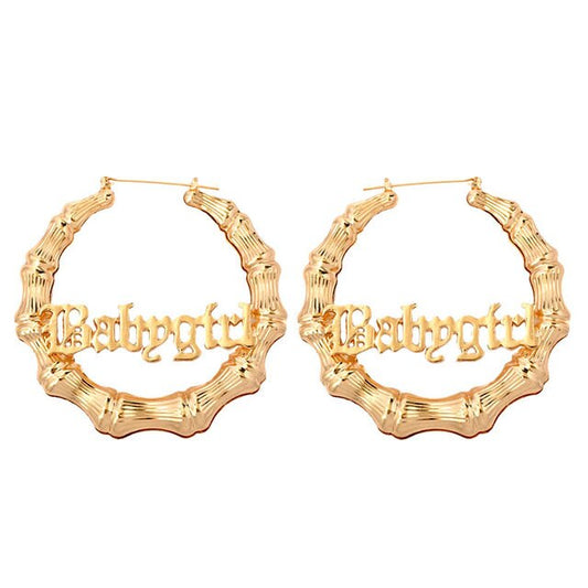 "Babygirl" Bamboo Hoops