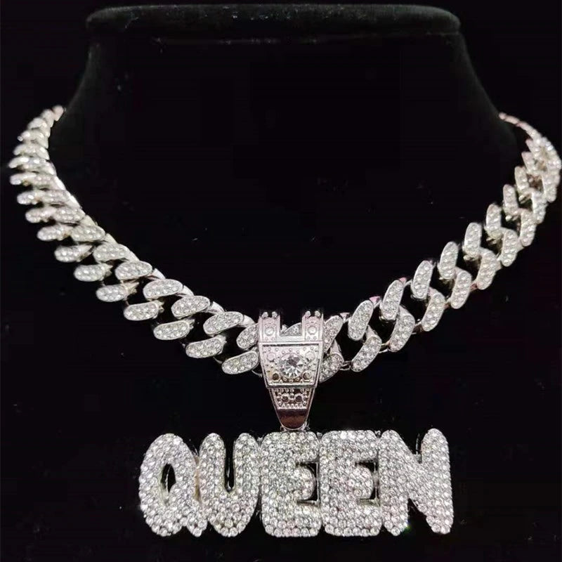 "QUEEN" Iced Cuban Link Necklace