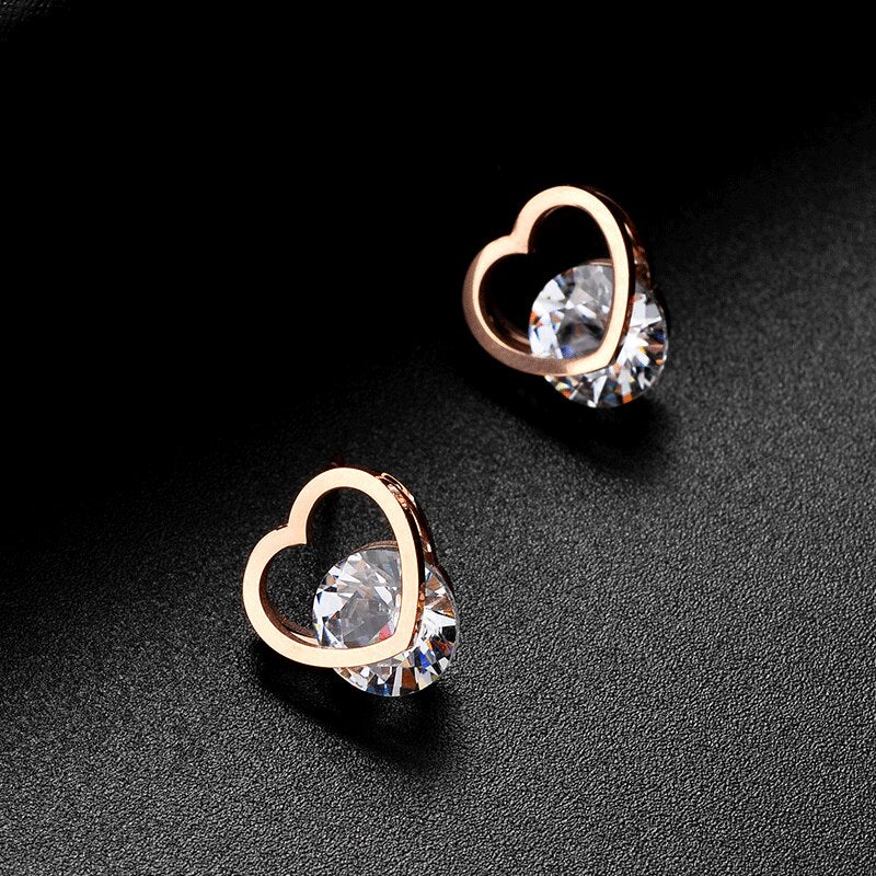 "Lucy" Stainless Steel Heart Studs