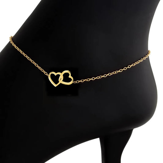 Double Heart Stainless Steel Anklet