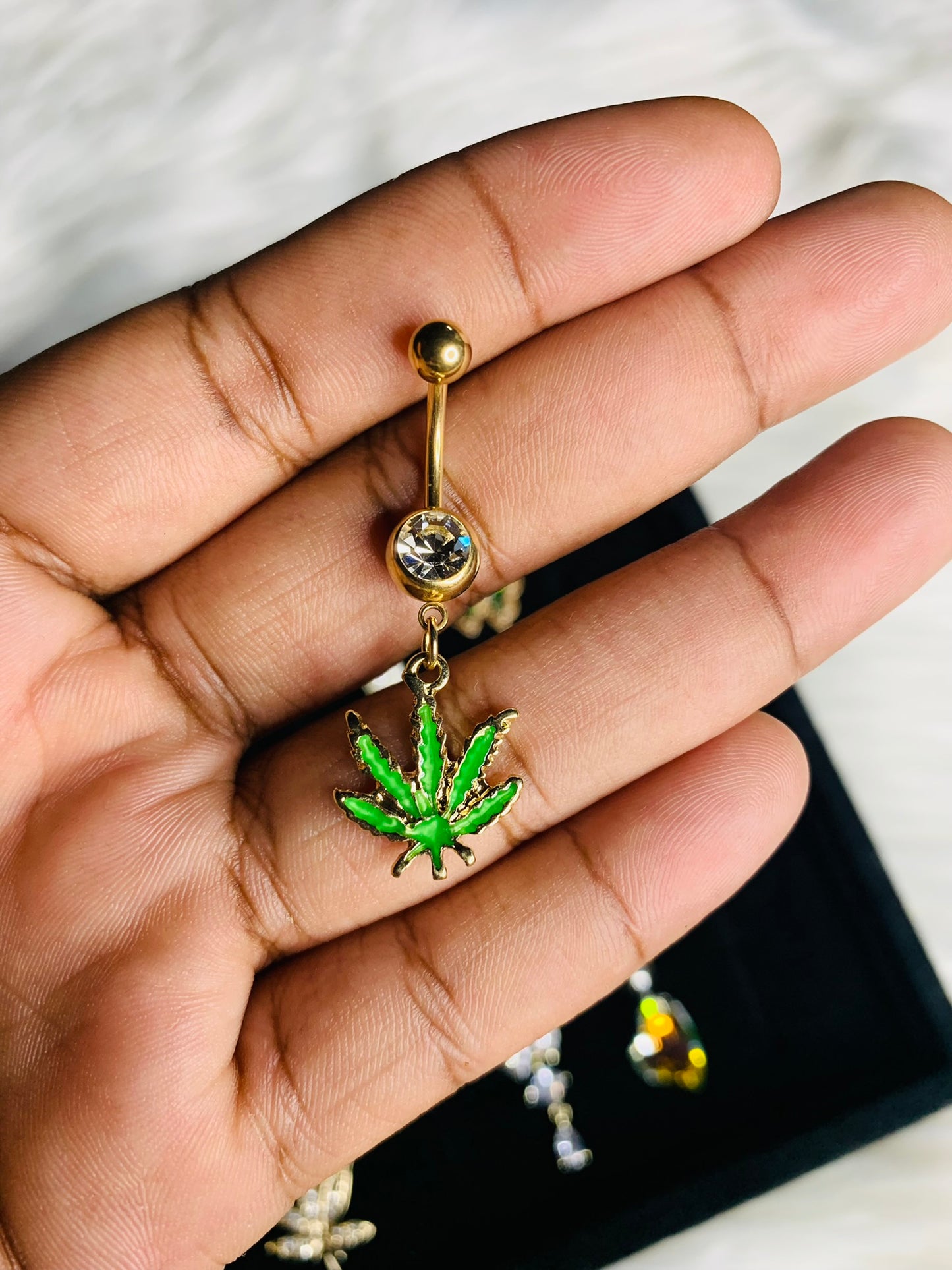 "Weed" Belly Ring