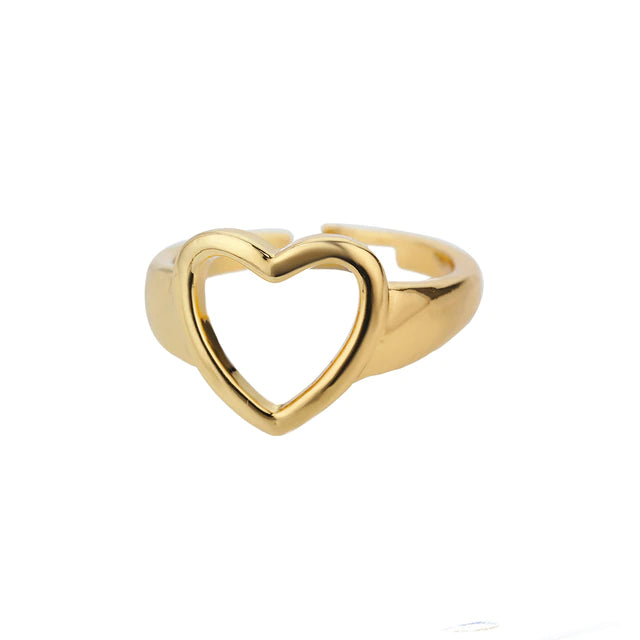 Hollow Heart Stainless Steel Ring