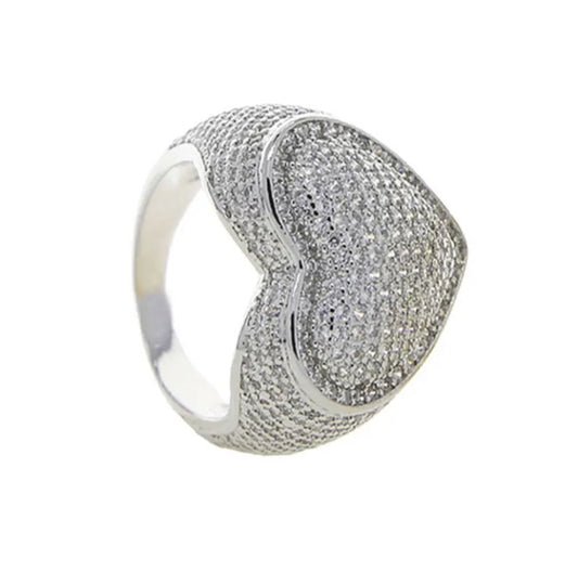 "Vera" Iced Heart Ring